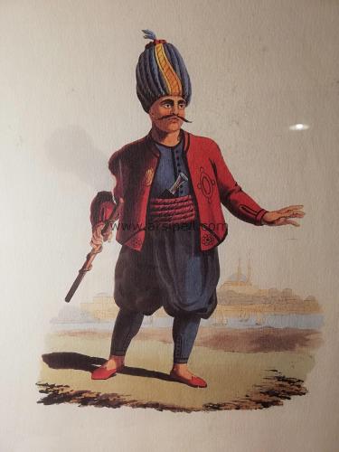 Renkli Türk Topçu Asker "Soldier of Turkish Artillery" Gravürü