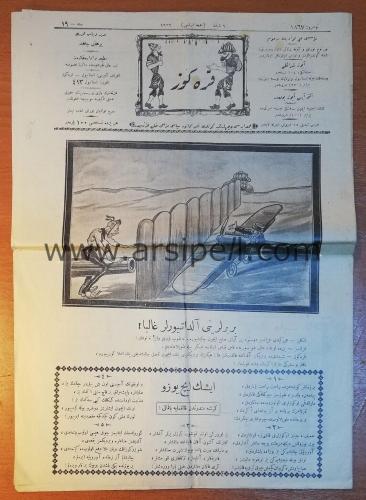 Osmanlıca Karagoz Mizah Mecmuası Sayı 1867 Yıl 1926 / Kapak: BİRBİRLERİNİ ALDATIYORLAR GALİBA?
