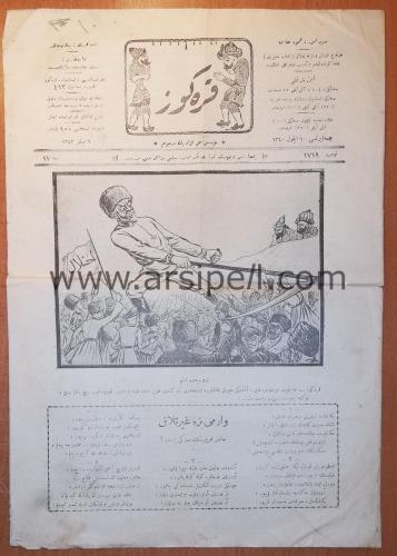 Osmanlıca Karagoz Mizah Mecmuası Sayı 1719 Yıl 1924 / Kapak: RUSYADA KIYAM