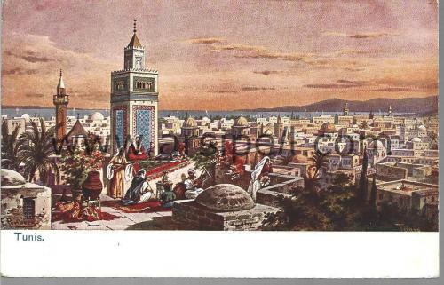 Tunus Umumi Manzara Yabancı Şehir Kartpostalı Ortadoğu