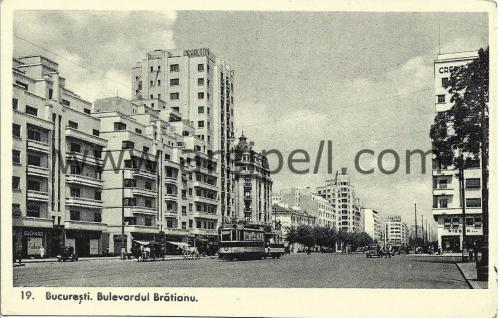 Bükreş Bucureşti Bulevardul Bratianu Yabancı Şehir Kartpostalı