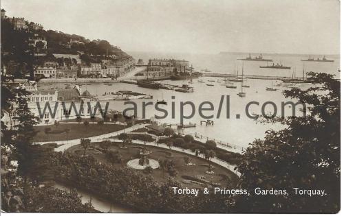 United Kingdom Torquay Torbay & Princess Gardens Yabancı Kartpostal