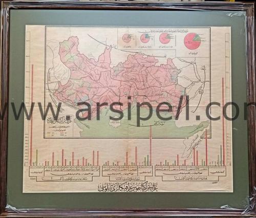 Osmanlıca Garbi Trakya Haritası ve Nüfus Grafikleri Tablosu